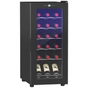 Cantinetta Frigorifero per 18 Bottiglie di Vino con Display Digitale, Luce LED e Controllo Temperatura, Nero
