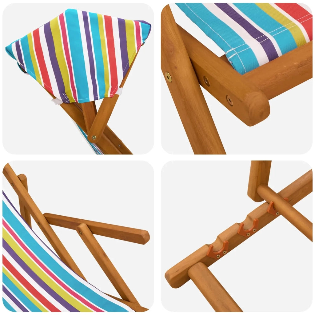 Lettino 3 Posizione Legno di Eucalipto Massello Multicolore 42024884