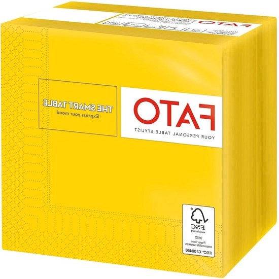 Servetten per una volta per cocktail e aperitivo - confezione da 100 servetten - formato 24 x 24 cm - carta gialla - 100% cellulosa pura - certificato FSC - servetten di carta