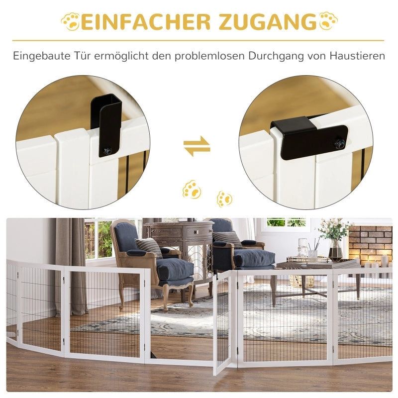 CANCELLETTO Barriera pieghevole per cani 432x70 cm Legno Bianco
