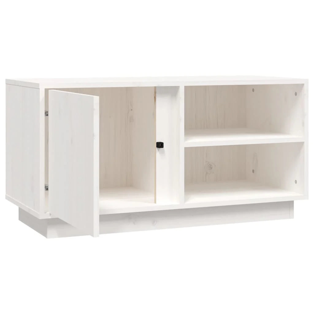 Mobile TV multimediale scaffale TV mobile TV sala da pranzo soggiorno camera da letto 80 x 35 x 40,5 cm legno di pino massiccio bianco 02_0026274