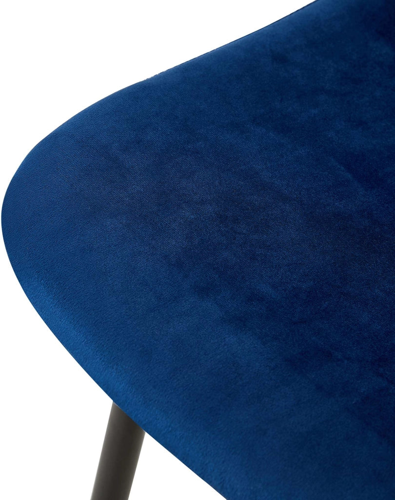 Sedia Giverny con cuciture decorative Velluto,blu