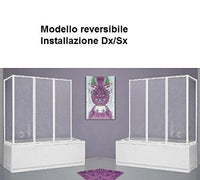 Parete vasca in acrilico 4 ante - 3 pieghevoli uguali piu' 1 grande pieghevole a scomparsa - Misura: 63-64 x 133 x 140h