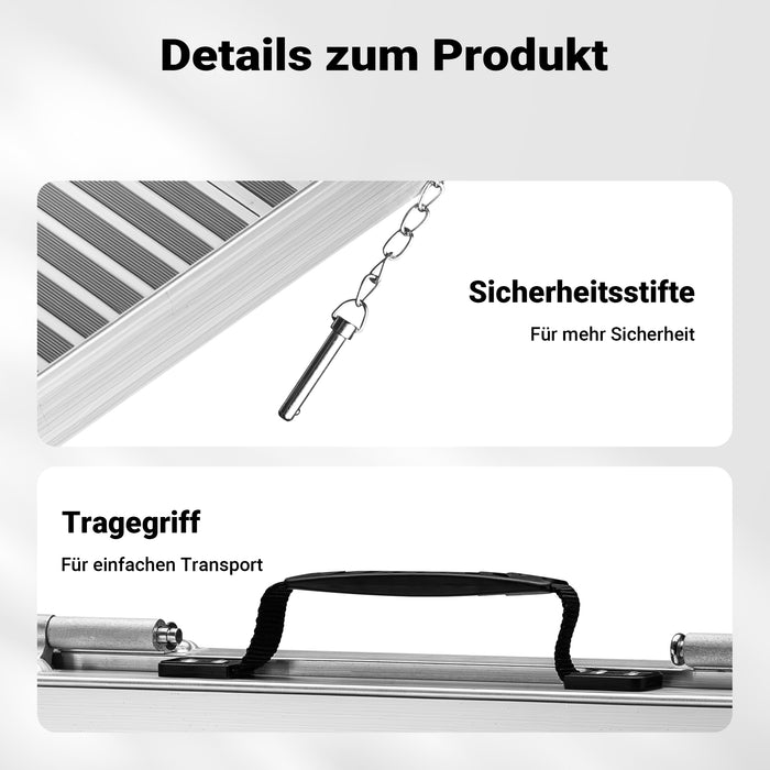 Rampa per sedie a rotelle, pieghevole e portatile, in alluminio 150cm max 270 kg