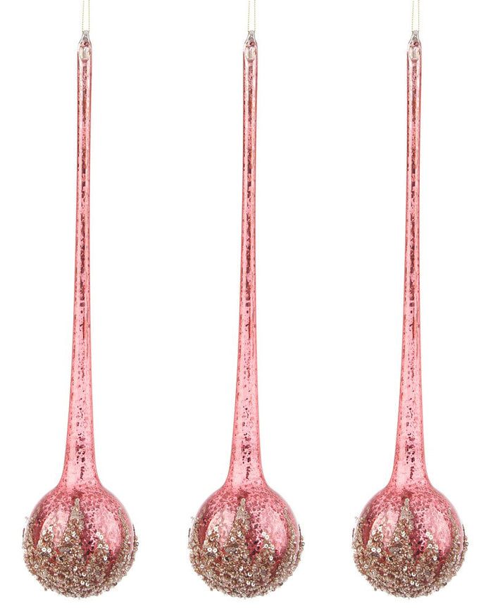 Pendagli Albero di Natale Lunghi Vetro Bolla Burgundi Rossi Addobbi Decorazioni