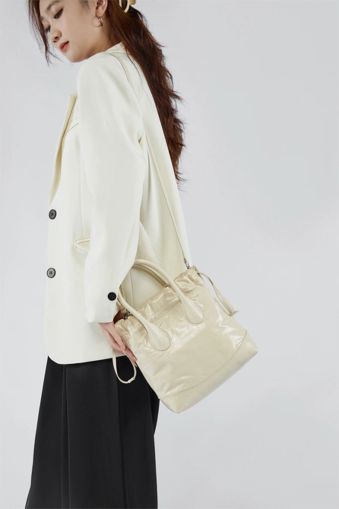 Borsa da donna vintage Song in pelle di vacchetta bianca