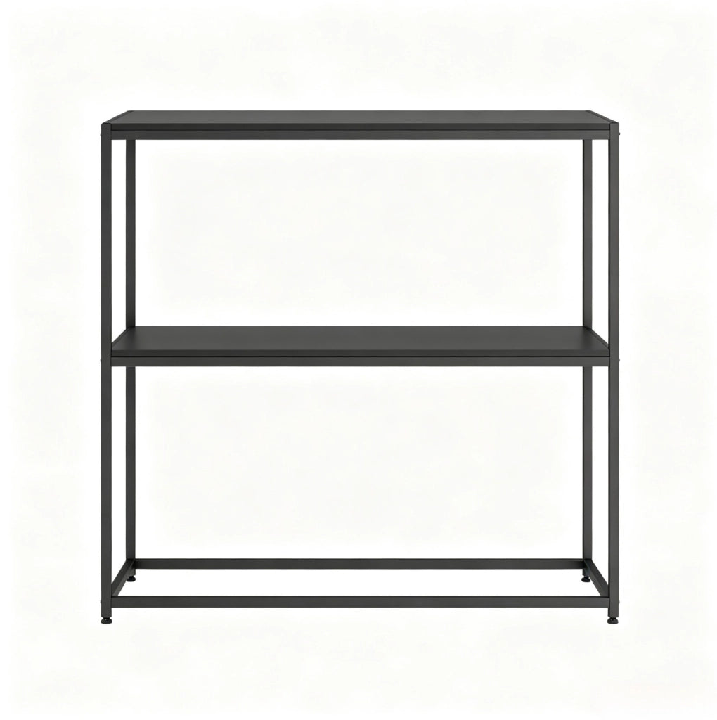 Consolle da ingresso 100x30x87 cm in acciaio e truciolare, nera, 2 livelli –