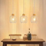 ZMH Lampada a Sospensione 3 Luci Bianco Legno E27 Moderna per Cucina Soggiorno Camera Isola Senza Lampadina