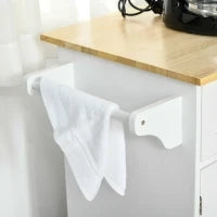 Carrello da Cucina Multiuso in Legno con 2 Cassetti, 3 Antine e 4 Ruote 121x46x91cm - Bianco