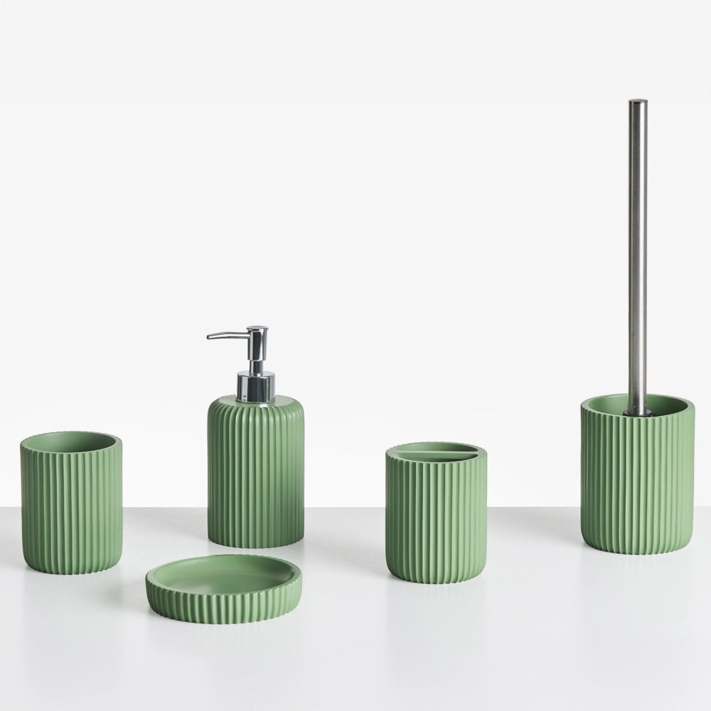 Set di 5 accessori in poliresina verde per il bagno stile elegante semplice