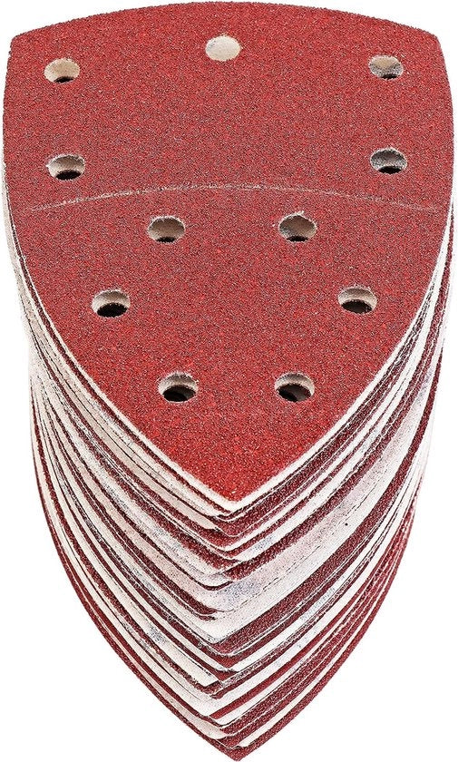 Set di carta abrasiva per schiavona a delta 105 mm x 152 mm (93 x 93 x 93 mm), 60 pezzi di schiavona a triangolo, dischi abrasivi con adesivo 11 fori: 10*P40, 10*P60, 10*P80, 10*P120, 10*P180, 10*P240, anche per schiavona multibasata