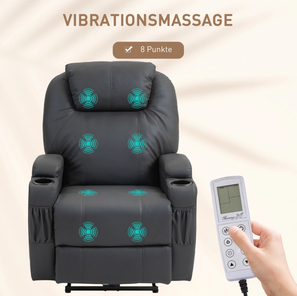 Poltrona relax massaggiante reclinabile grigio scuro