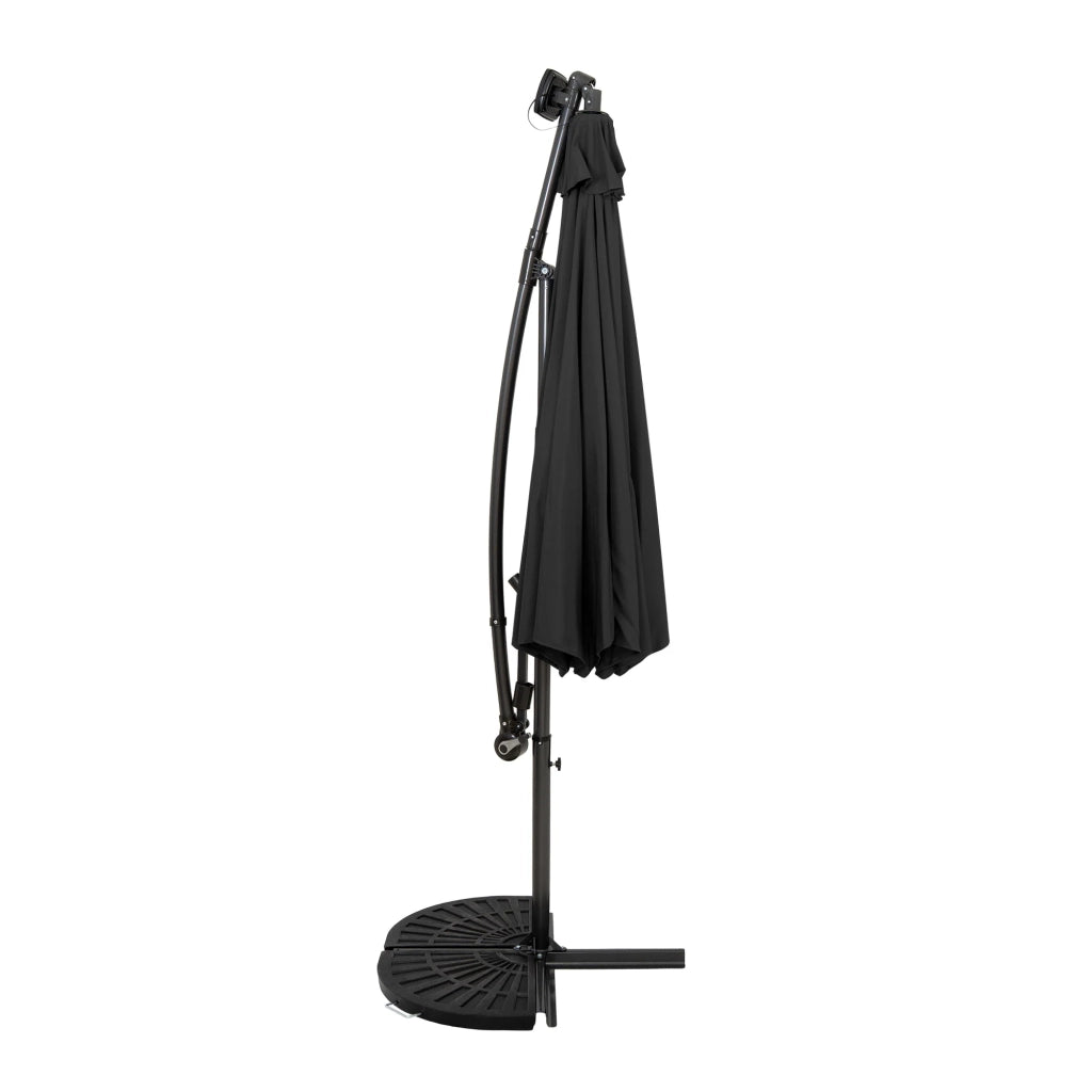 Ombrellone LED Decentrato 3m Grigio Banana con Base 2 Pesi 28kg