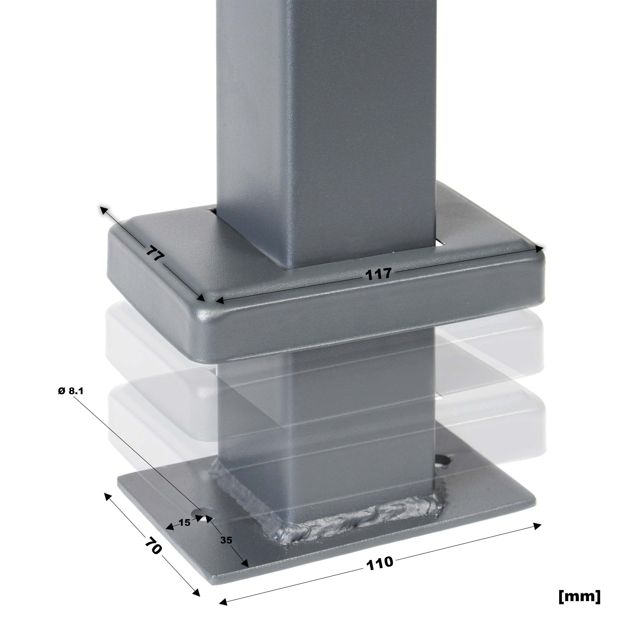 Toboli Supporto per cassetta della posta per pacchi Antracite Stand con 2 pali Base