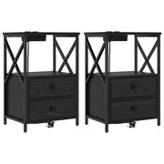 Set di 2 Comodini | Armadio da Notte | Mobiletto da notte con cassetto Rovere Nero 40 x 31 x 60 cm