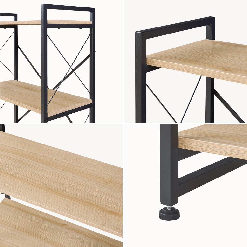 Libreria Skørping a 4 Ripiani Scaffale da Terra 125 x 65 x 30 cm - Nero / Effetto Rovere [en.casa]
