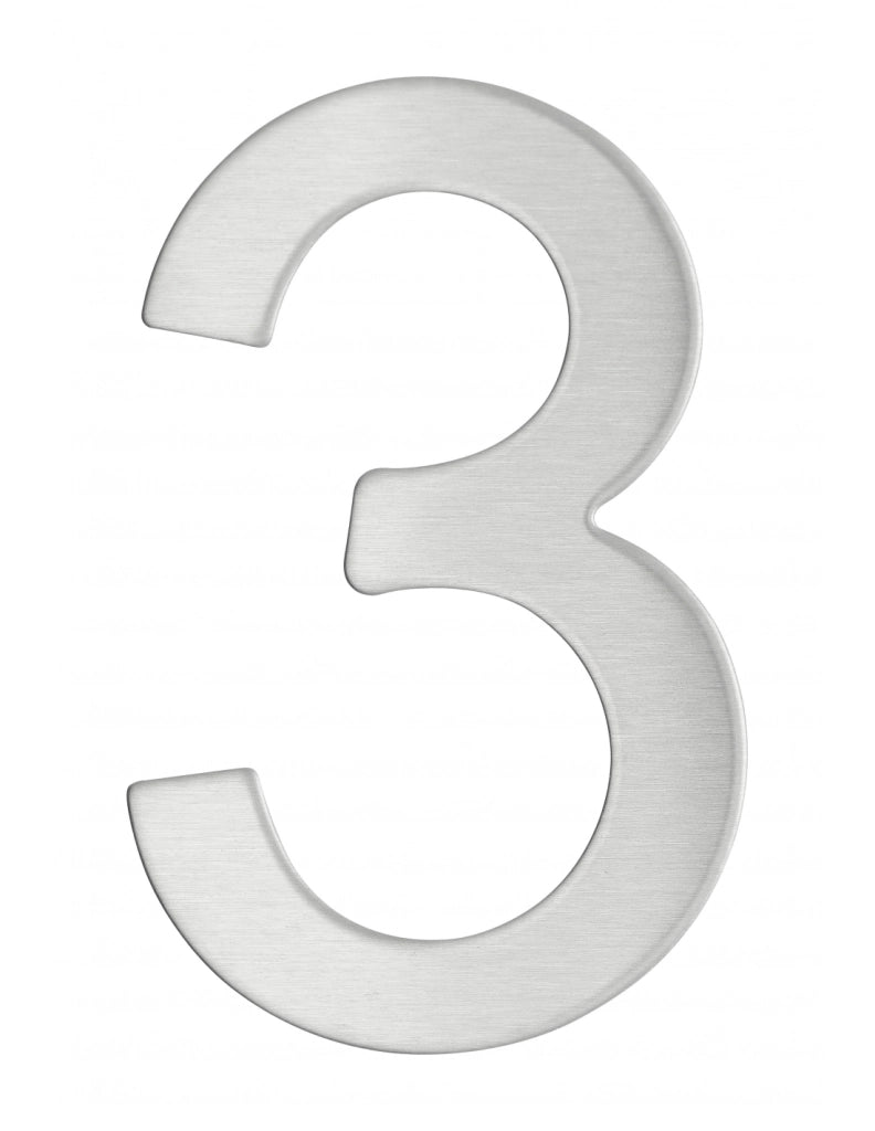 Numero 3 adesivo in acciaio inox, altezza 76 mm – THIRARD