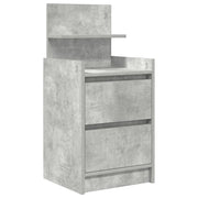 Comodino | Armadio da Notte | Mobiletto da notte con 2 Cassetti Grigio Cemento 38x34x80 cm