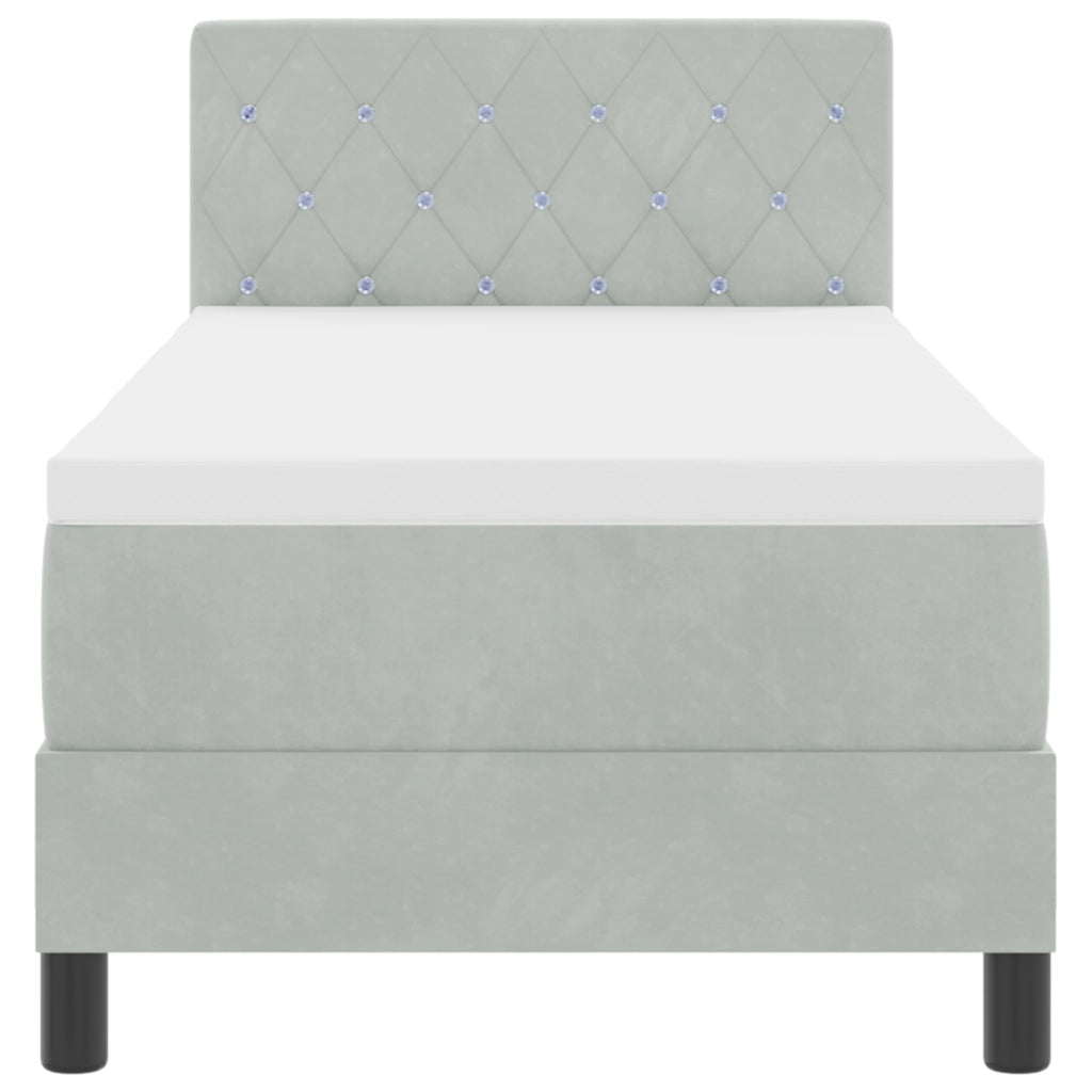 Letto con Materasso Box Spring Grigio Chiaro 80x200 cm Velluto