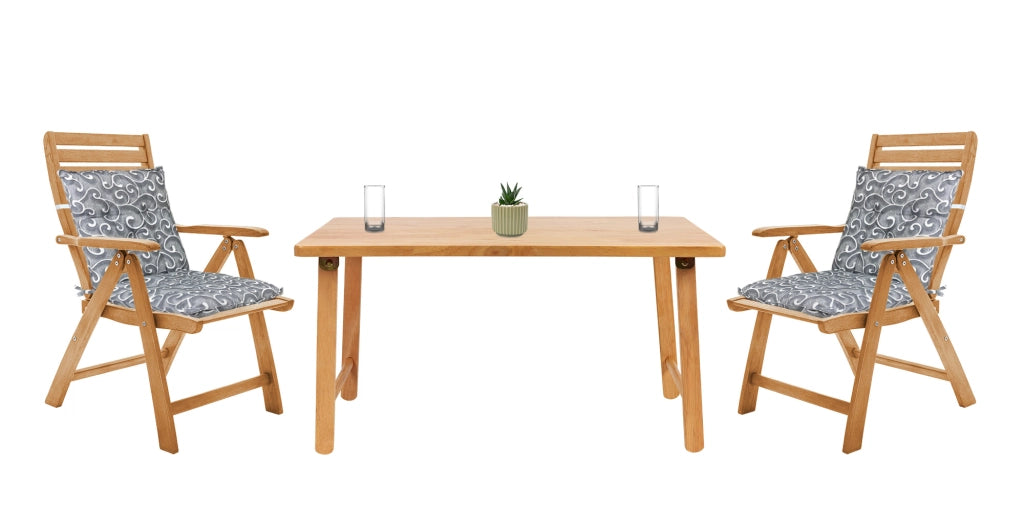 Set Cuscini Sedia Con Schienale Imbottiti Con Laccetti Banda Elastica 40 x 80 Cm InalayGrigio - 2 Pezzi