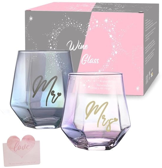 Set di bicchieri da vino per matrimonio, compleanno, Natale, San Valentino