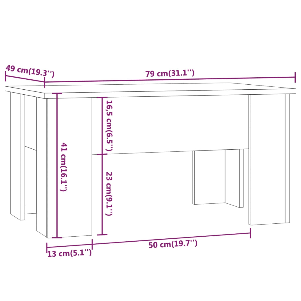 Tavolino da Salotto Rovere Sonoma 79x49x41 cm Legno Multistrato cod mxl 20007