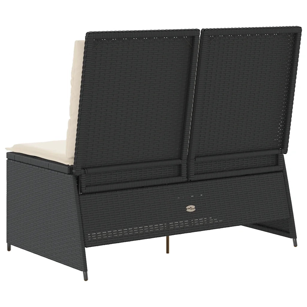 vidaXL Panca Reclinabile da Giardino con Cuscini Nera in Polyrattan