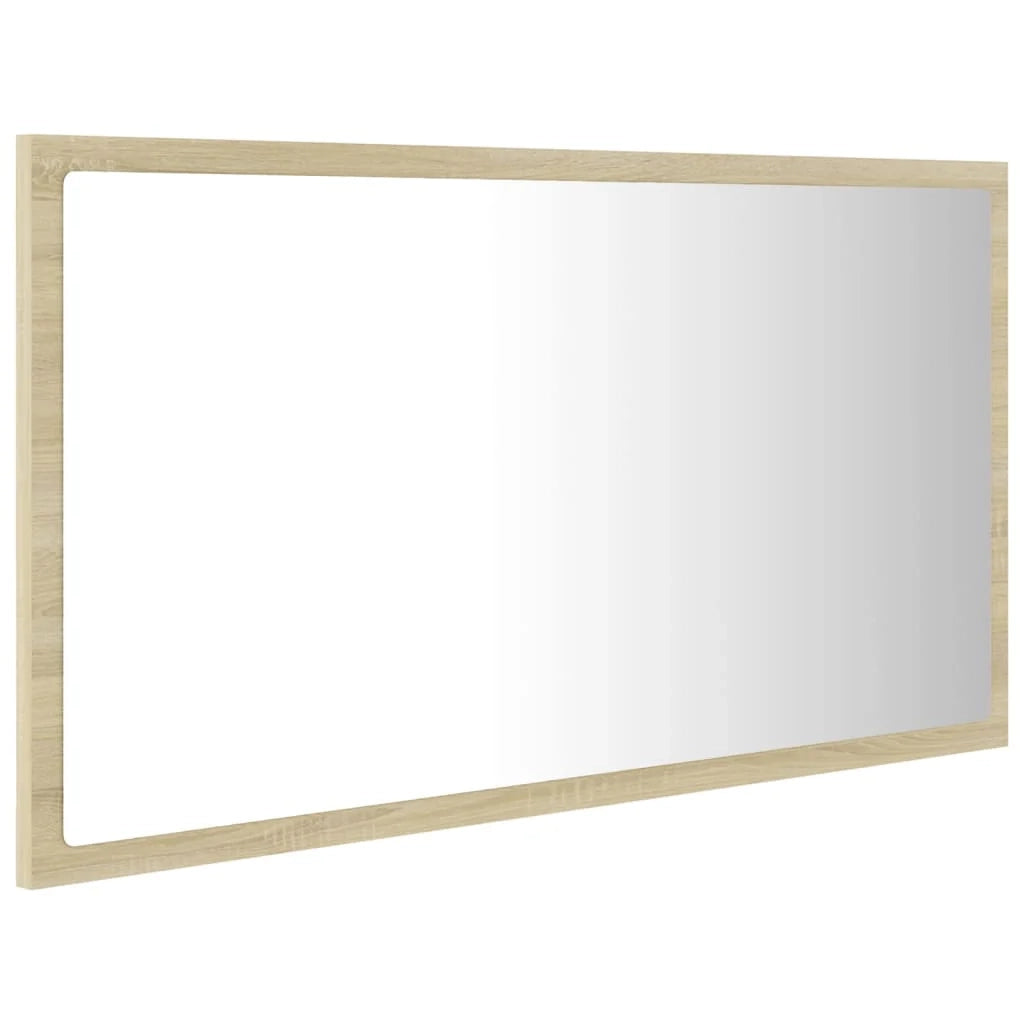 Specchio da bagno a LED 80 x 8,5 x 37 cm acrilico rovere 02_0006963