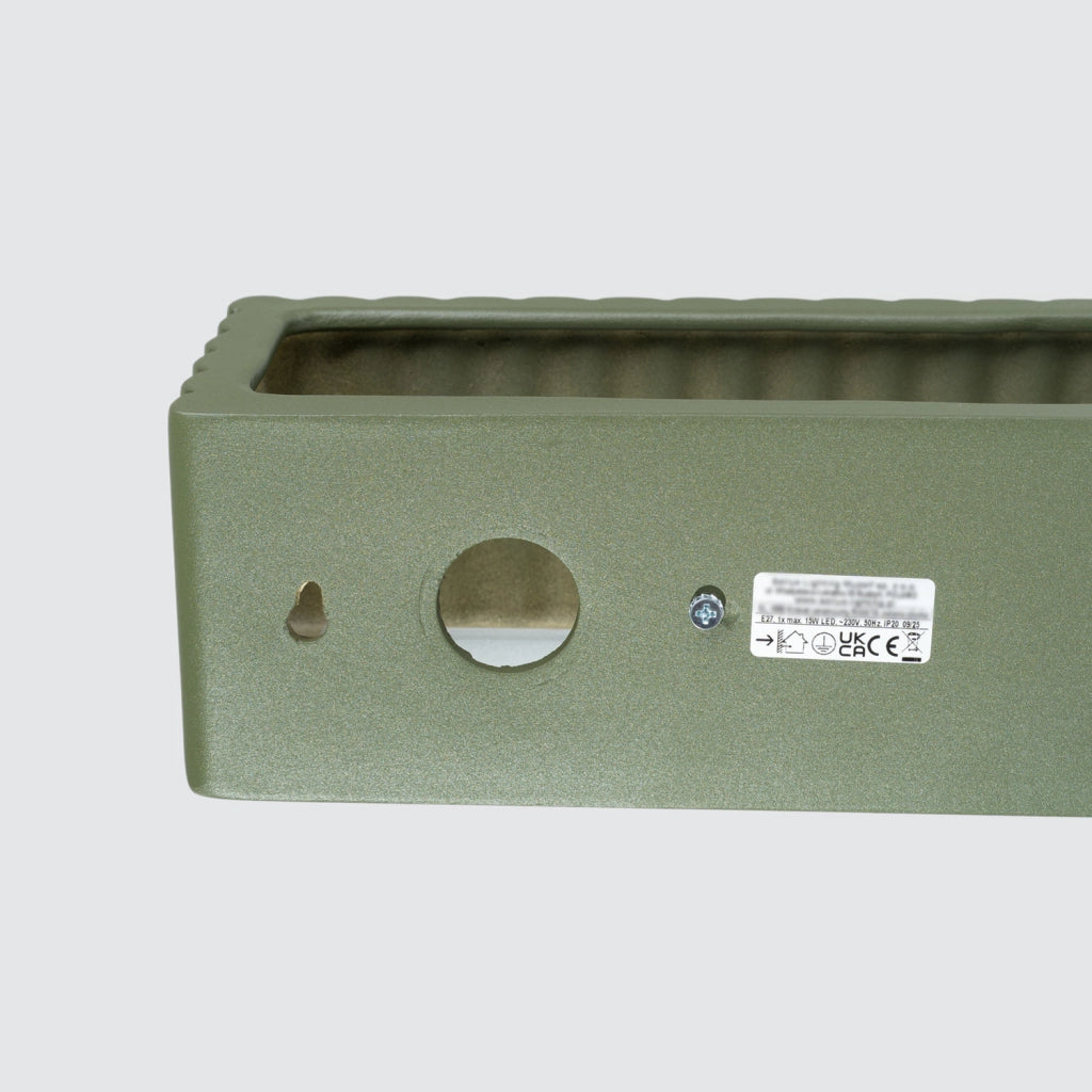 Applique ceramica verde oliva rigata su/giù E27 15W