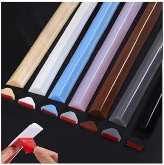 Douchestrip siliconizzato autoadesivo - Protezione idrorepellente per soglia in bagno e cucina - 200 cm Nero - Facile da installare