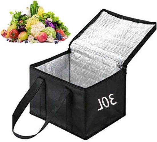 Borsa Termica - 30 L - Borsa di Lattina - Picnic all'Aperto - Trasporto di Cibo per Camping 41 x 26 x 33 cm - Nero