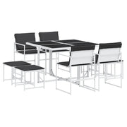 Set da Pranzo da Giardino 9 pz | Set Salotto da Giardino con Cuscini Bianco in Textilene