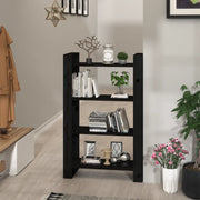Libreria/Divisorio Nero 80x35x125 cm in Legno Massello di Pino 813908