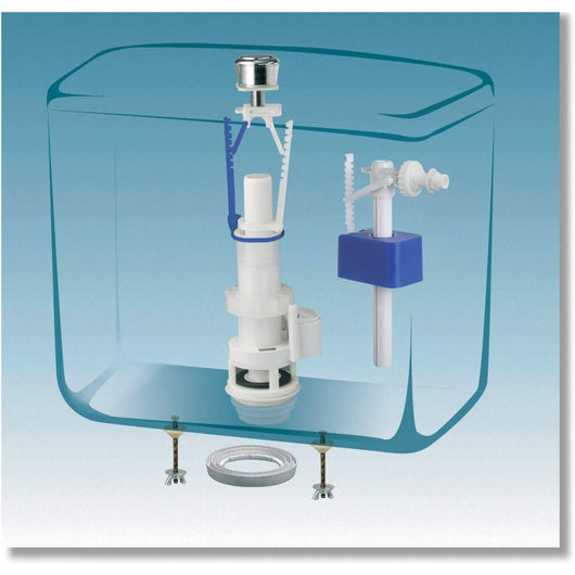 Meccanismo a doppio scarico con galleggiante entrata laterale 3/8  cr