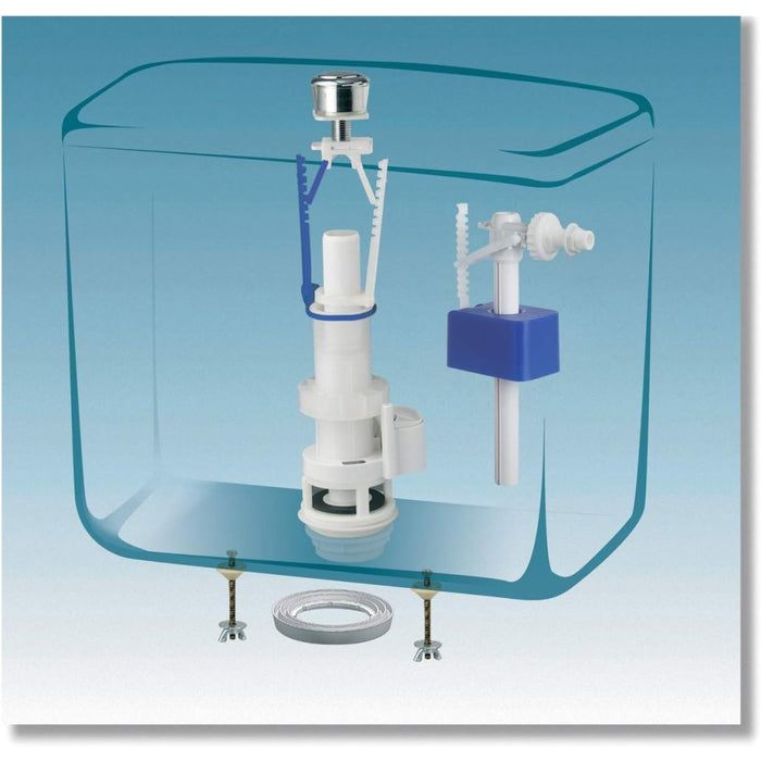Meccanismo a doppio scarico con galleggiante entrata laterale 3/8  cr