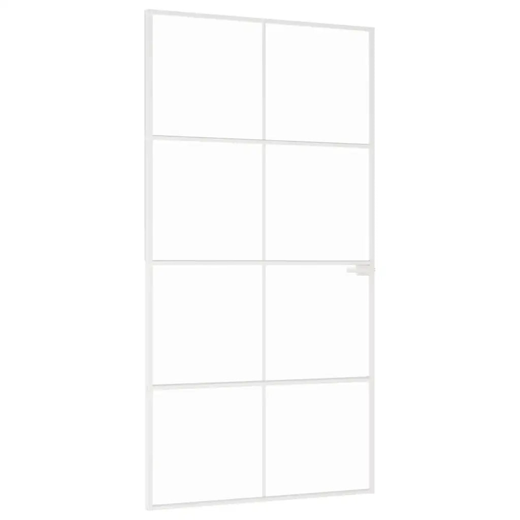 Porta Interna Bianca 102x201,5cm Vetro Temperato Alluminio Slim 153673