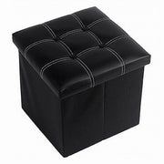 Trade Shop - Pouff Puff Pouf Contenitore Imbottito Portaoggetti Seduta Nero 30x30x30 Cm 79427 -