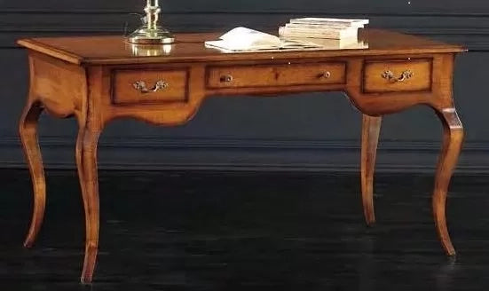scrivania 3 cassetti sagomata legno grezzo 150x75x80 - Mobili 2G