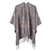 Mantella/scialle da donna autunnale in cashmere con nappe e spacco, stile coreano, graziosa sciarpa/mantella