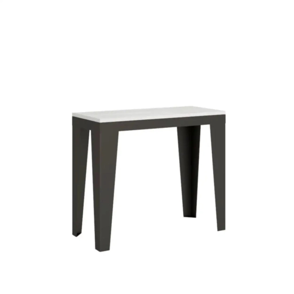 Consolle allungabile 90x40/300 cm Flame Evolution bianco frassino telaio e gambe antracite