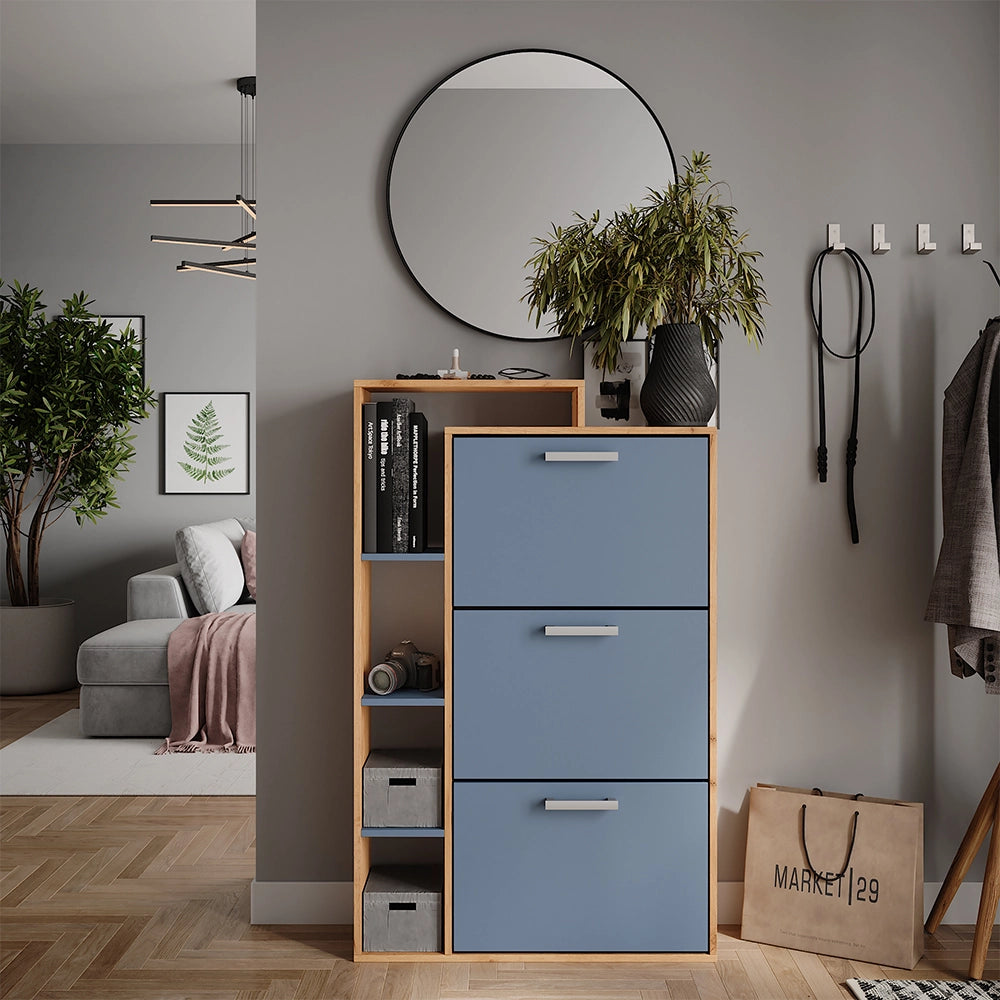 Vicco Appendiabiti Goldkraft rovere/blu 80 x 128.3 cm con 3 scomparti