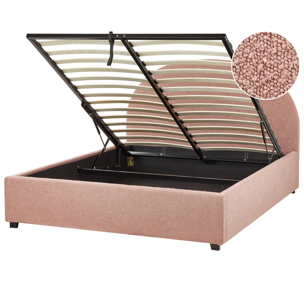 Letto contenitore rosa Boucle EU 140 x 200 cm Design minimalista retrò Ottomano