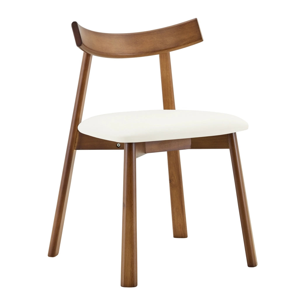 Set di 2 sedie da pranzo in legno di gomma con seduta imbottita, schienale ergonomico, bianche