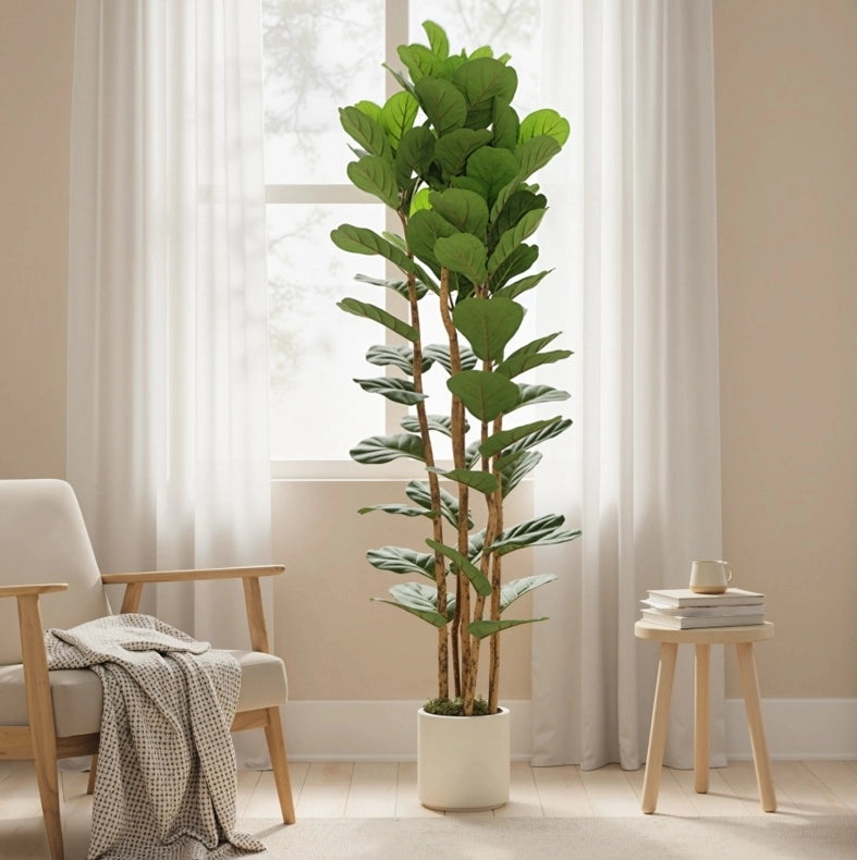 Ficus artificiale 55x55x180 cm ultra realistico in plastica verde