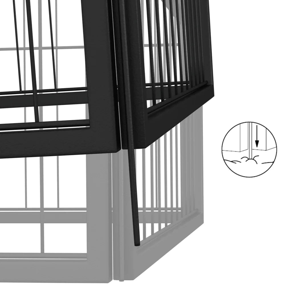 Box Cani a 4 Pannelli Nero 100x50cm Acciaio Verniciato Polvere CFW4860575