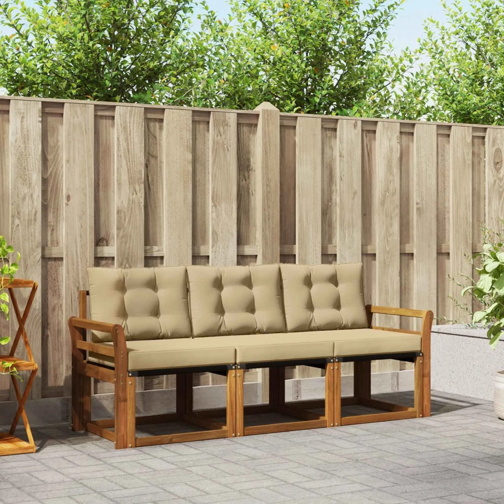 Set di divani da esterno con cuscino 3 pcs Naturale e Beige