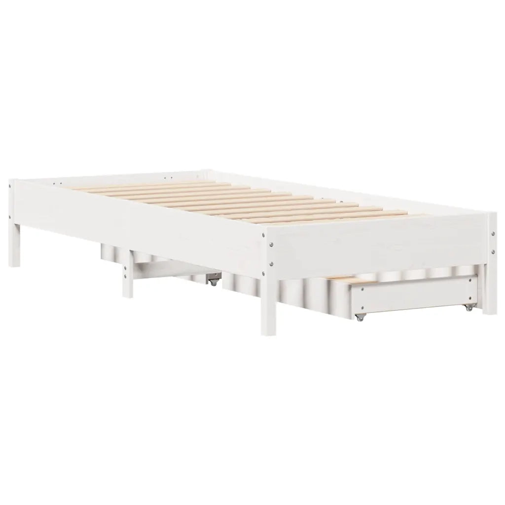 Letto senza Materasso Bianco 90x190 cm in Legno Massello Pino 3301732