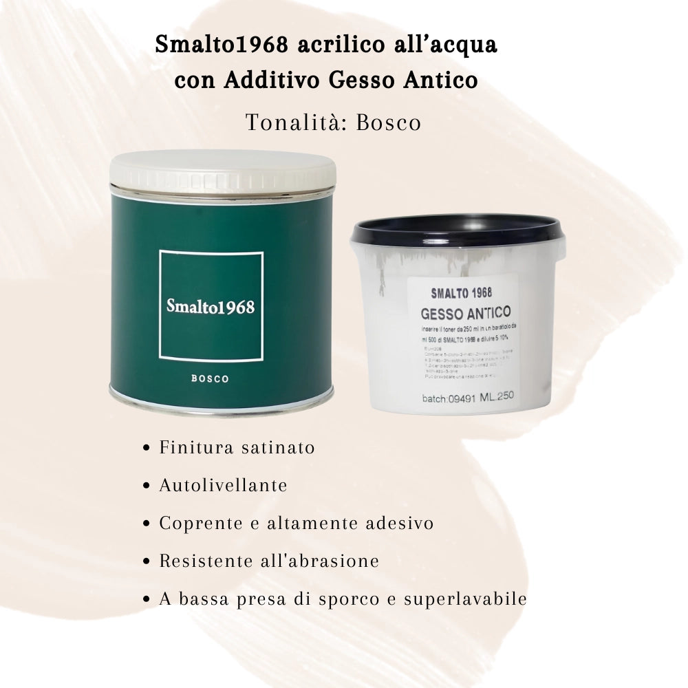 Smalto1968 base acqua gesso antico shabby chic finitura opaca multicolore l 0.5 *** colore- bosco, confezione 1