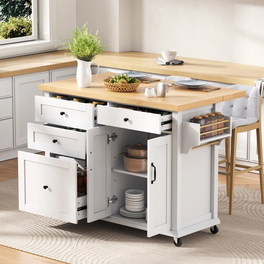 Carrello da cucina con 2 ante; cassetti; portaasciugamani e portaspezie per cucina; in MDF; 107 x 45-70 x 90;5 cm