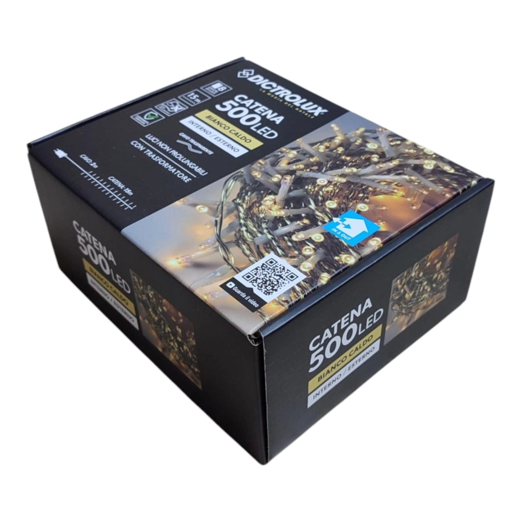 Luci Natalizie 500 LED Bianco Caldo Programmabili 8 Giochi 15m IP44 Interno Esterno Natale